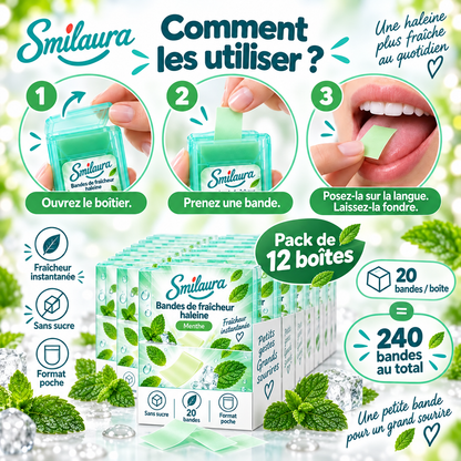 Smilaura Bandes - (Bandes de fraîcheur haleine) - Pack de 12
