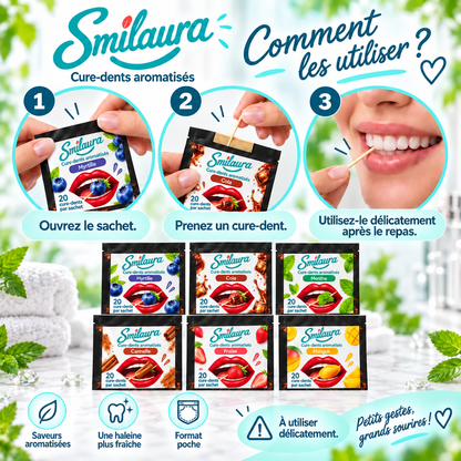 Smilaura Cure - (Cure-dents aromatisés) - Pack de 25