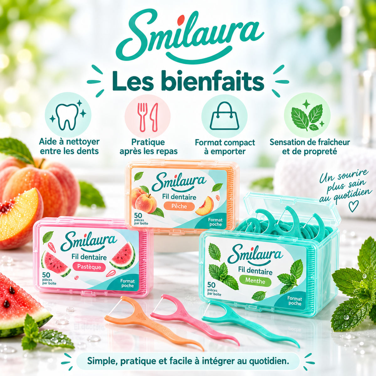 Smilaura Fil - (Fil dentaire aromatisé)