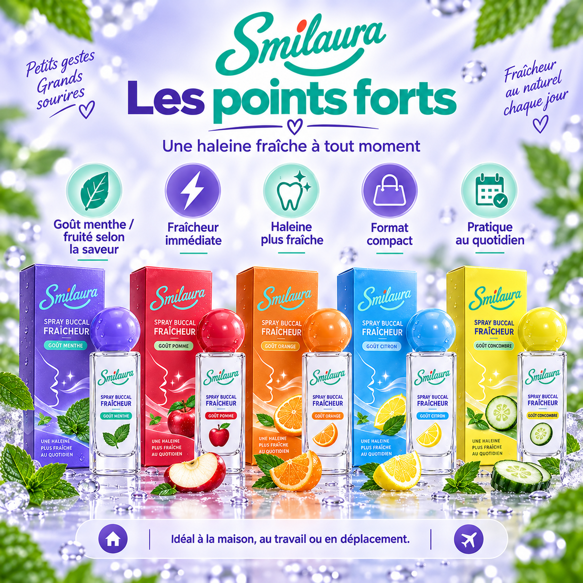 Smilaura Spray - (Spray buccal fraîcheur - 5 saveurs)