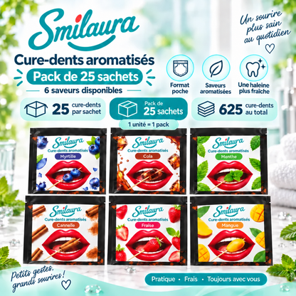 Smilaura Cure - (Cure-dents aromatisés) - Pack de 25
