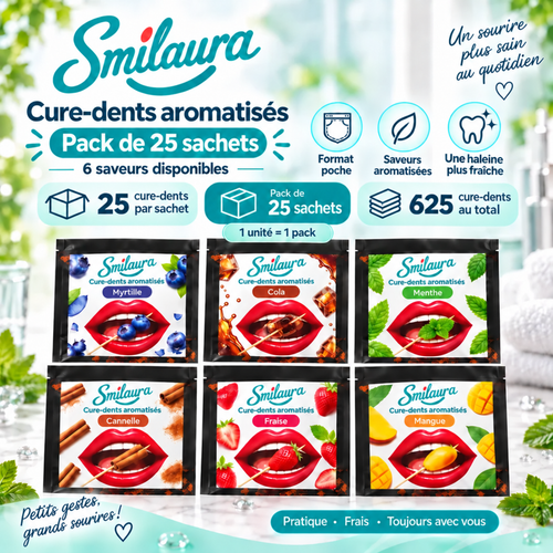 Smilaura Cure - (Cure-dents aromatisés) - Pack de 25