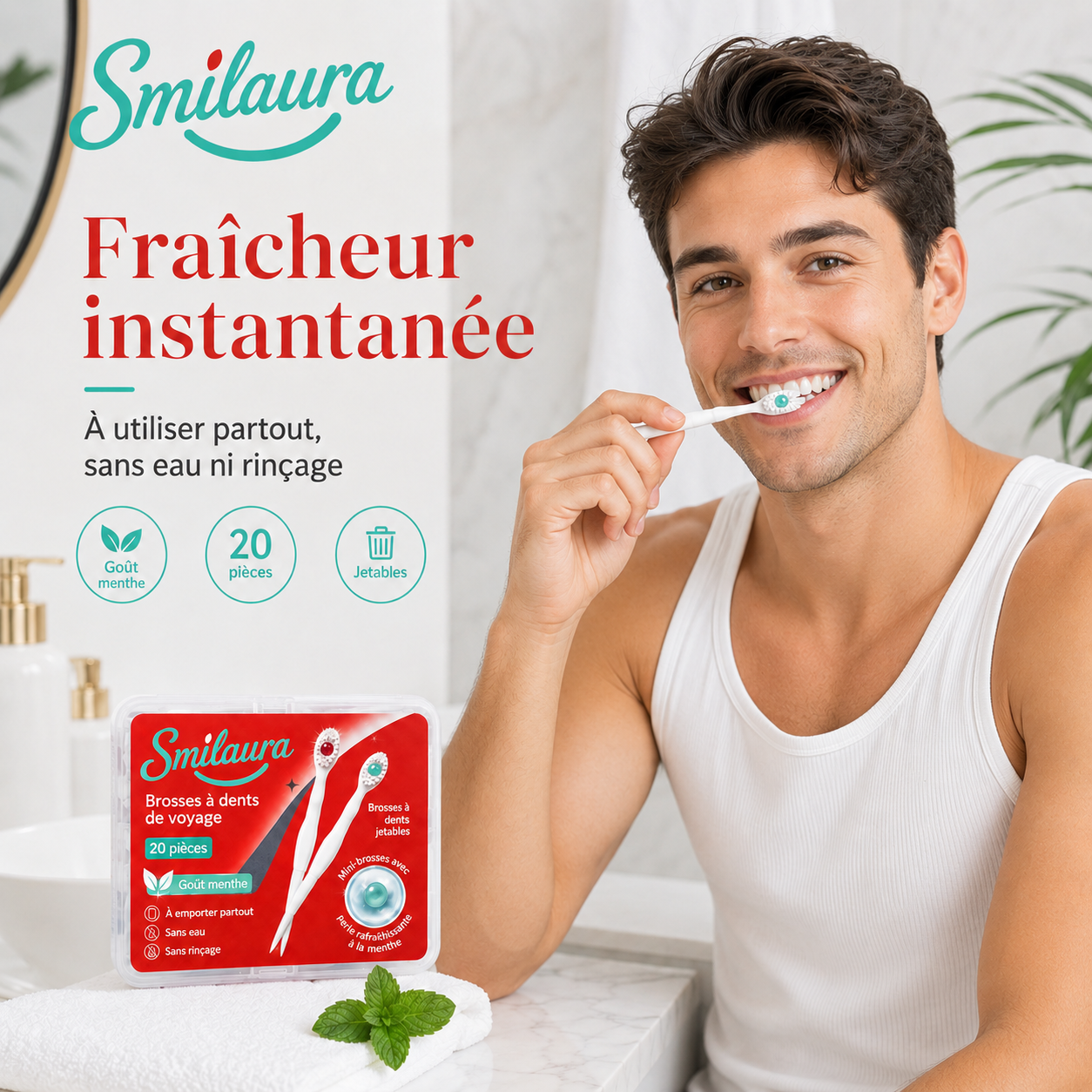 Utilisation d'une mini-brosse Smilaura en déplacement