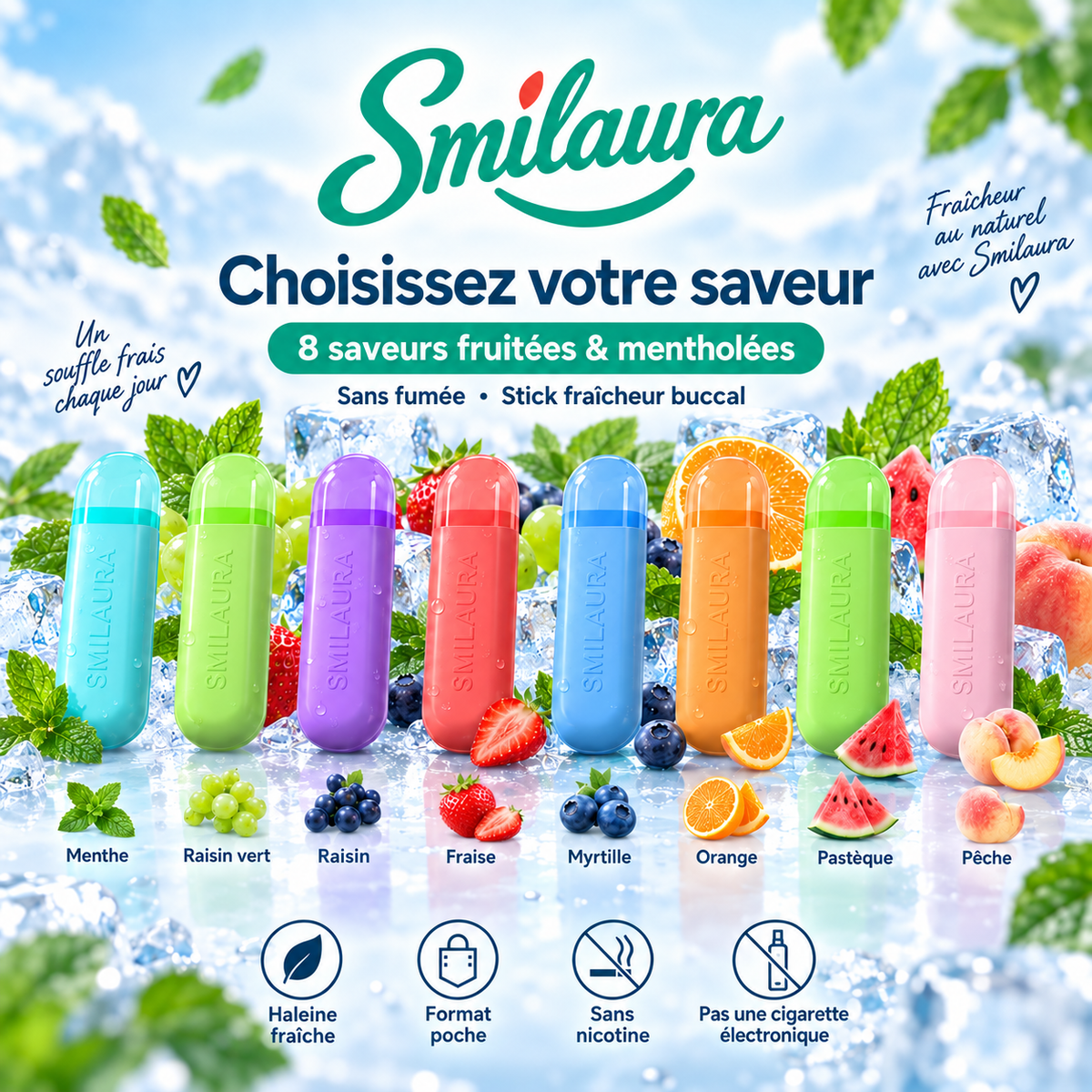 Smilaura Sticks - (Inhalateur buccal aromatique pour haleine fraîche)